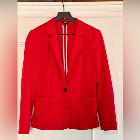 Express Cherry Red One Button Blazer, Small - Picture 1 of 5